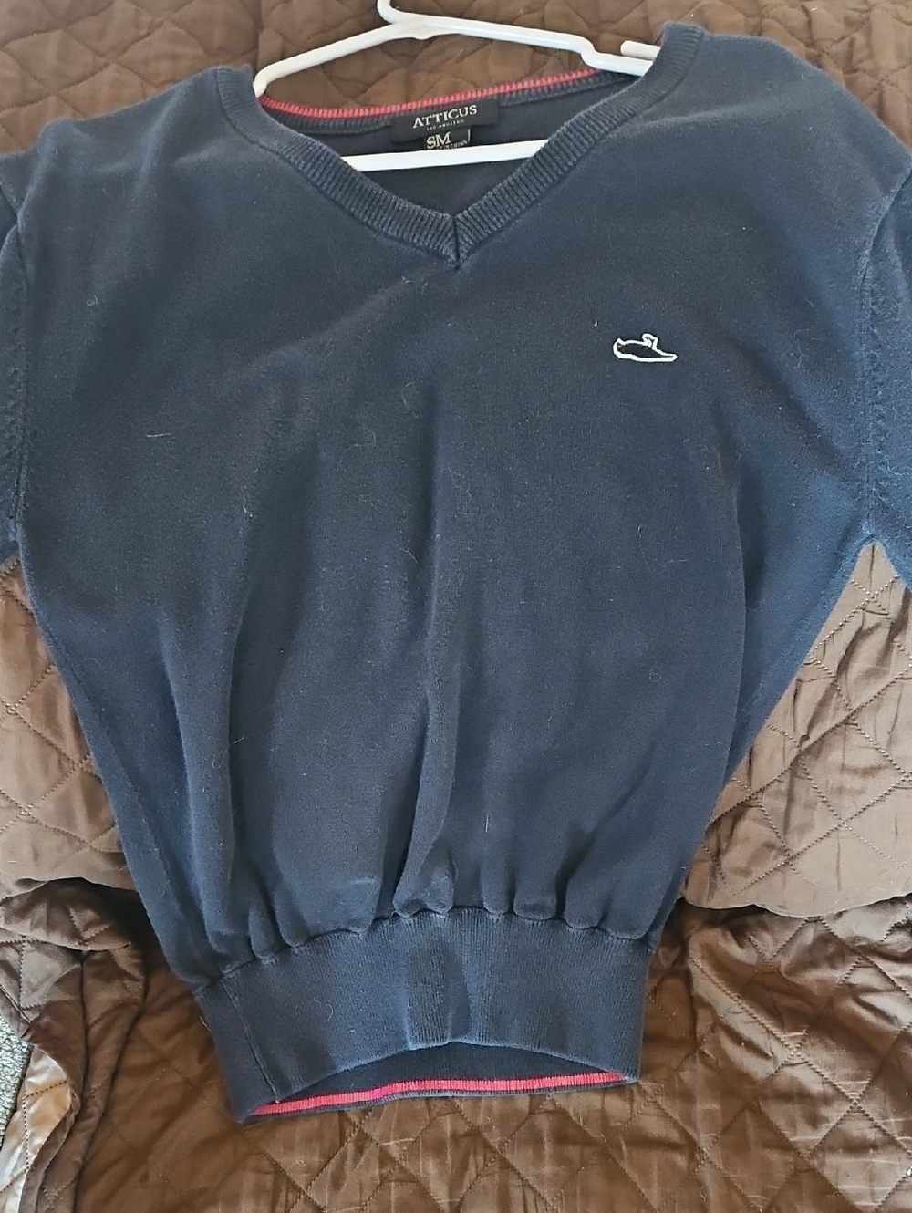 Atticus V-Neck Sweater Knit Pullover - Navy